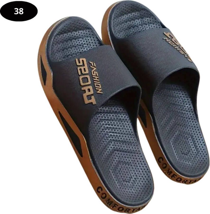 Nivard Badslippers & Comfortabel Flip Flops Sauna Zomer Zwart Goud