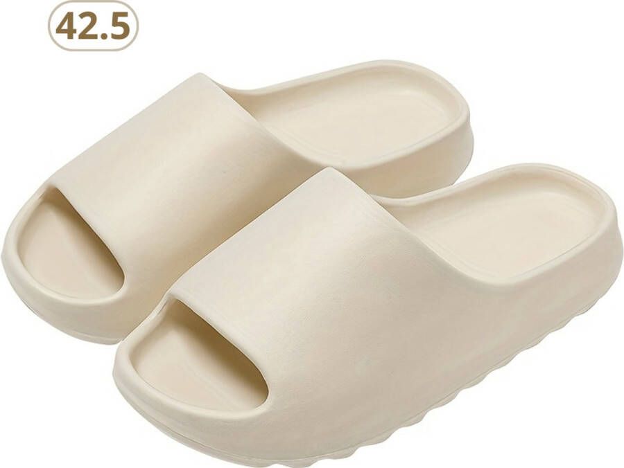 Nivard Comfortabele Slippers Badslippers Teenslippers Anti-Slip Slides Flip Flops Stevig Voetbed Beige
