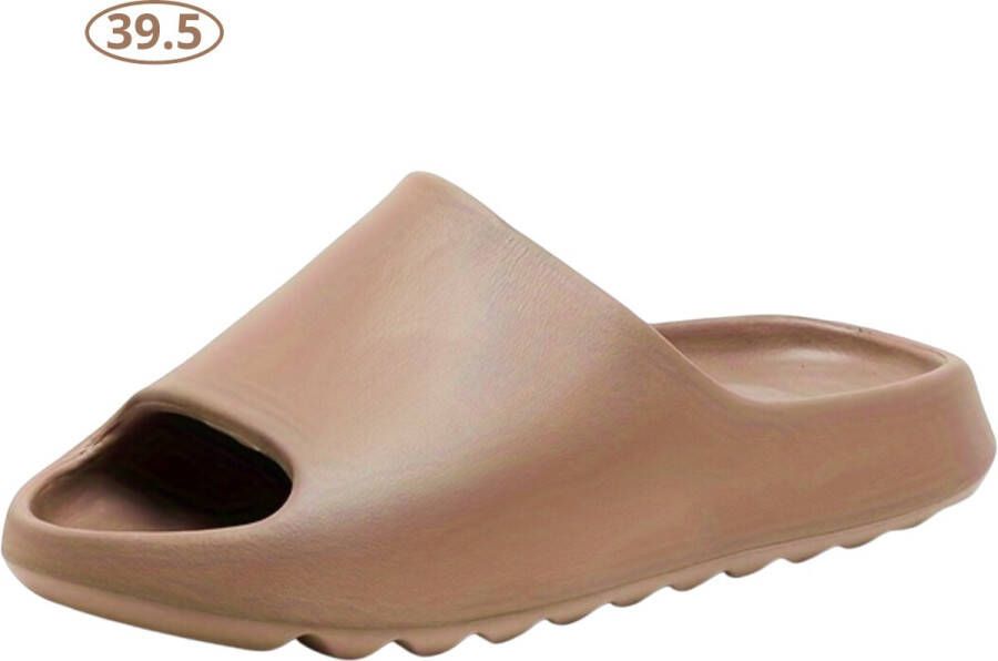 Nivard Comfortabele Slippers Badslippers Teenslippers Anti-Slip Slides Flip Flops Stevig Voetbed Lichtbruin