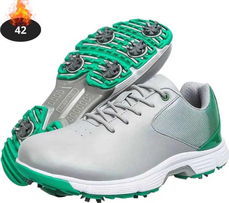 Nivard Golfschoenen Heren Golfkleding Golfschoenen Antislip Waterdicht Golfen Met Spikes Wit Geel