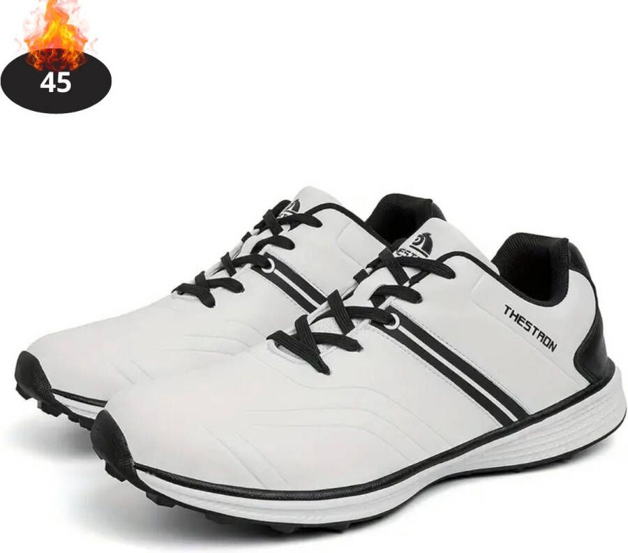 Nivard Golfschoenen Heren Golfkleding Golfschoenen Antislip Waterdicht Golfen Wit Zwart