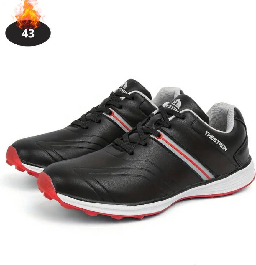 Nivard Golfschoenen Heren Golfkleding Golfschoenen Antislip Waterdicht Golfen Zwart Rood