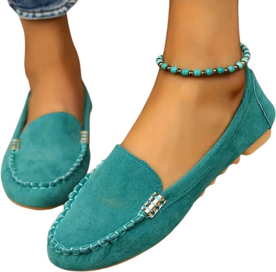 Nivard Loafers Dames Met Hak Damesschoenen Instappers Blauw