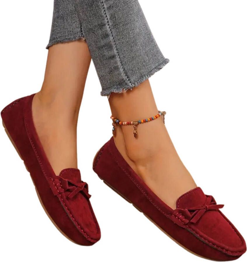 Nivard Loafers Dames Met Hak Damesschoenen Instappers Bordeauxrood