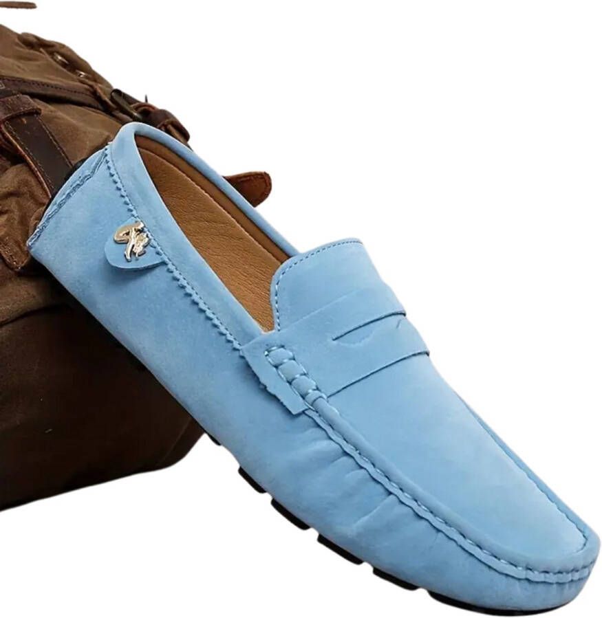 Nivard Loafers Dames Met Hak Damesschoenen Instappers Lichtblauw
