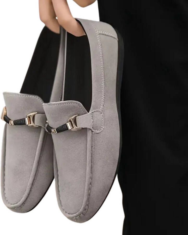 Nivard Loafers Heren Met Hak Herenschoenen Instappers Grijs