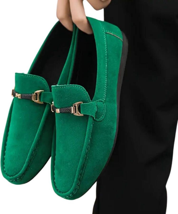 Nivard Loafers Heren Met Hak Herenschoenen Instappers Groen