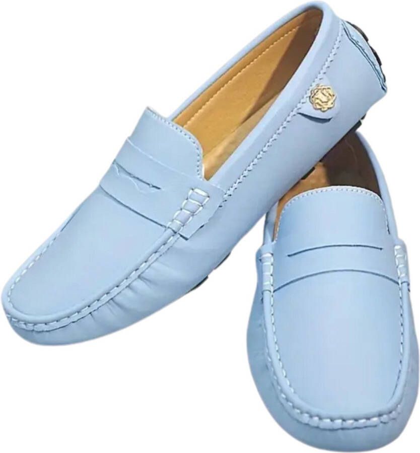 Nivard Loafers Heren Met Hak Herenschoenen Instappers Hemelsblauw