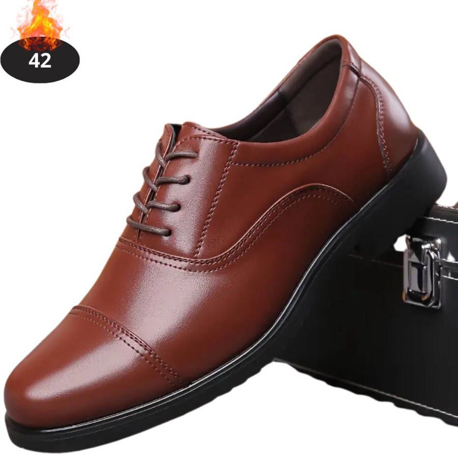 Nivard Nette Schoenen Heren Business Schoenen Bruiloft Kantoorschoenen Met Veters Donkerbruin