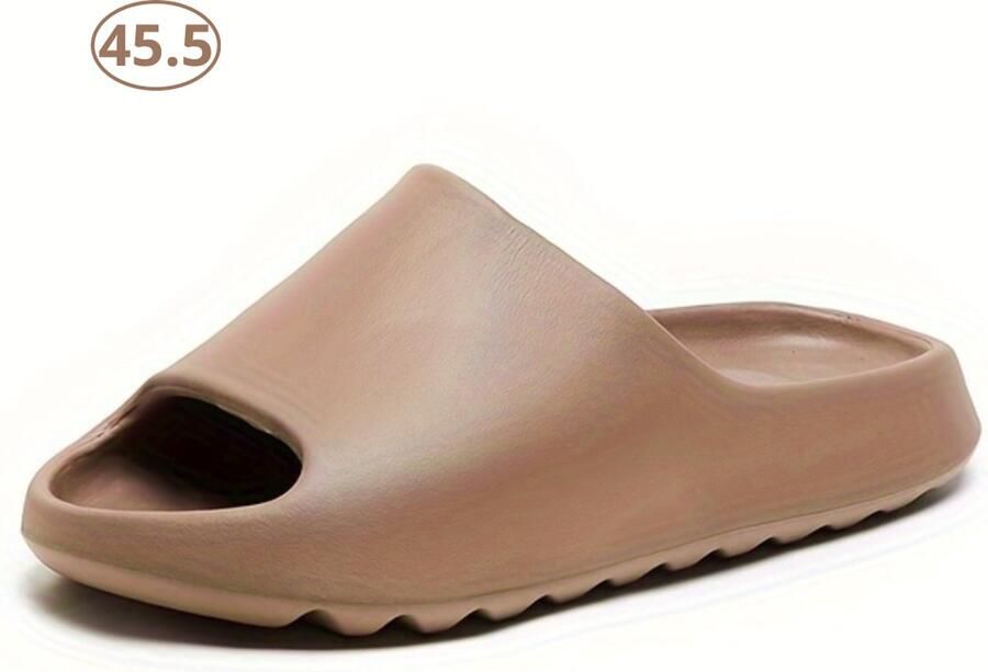 Nivard Comfortabele Slippers Badslippers Teenslippers Anti-Slip Slides Flip Flops Stevig Voetbed Lichtbruin