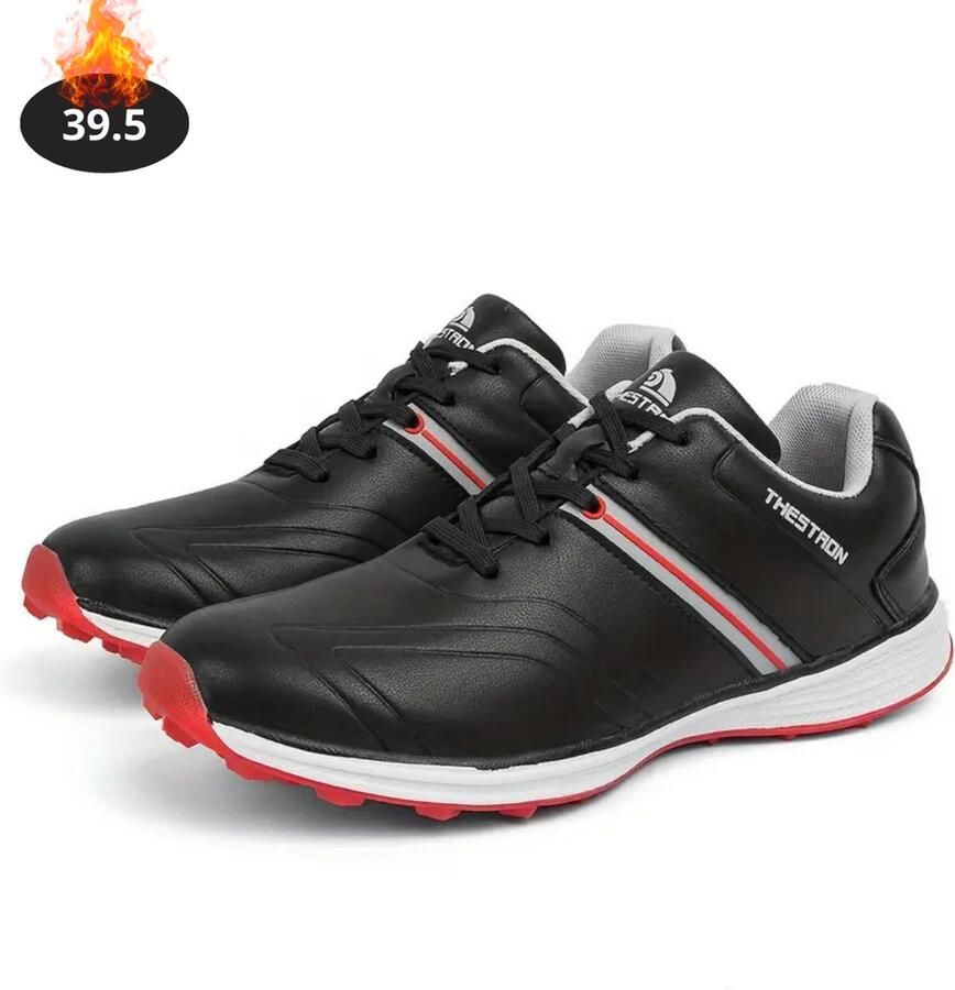 Nivard Golfschoenen Heren Golfkleding Golfschoenen Antislip Waterdicht Golfen Zwart Rood