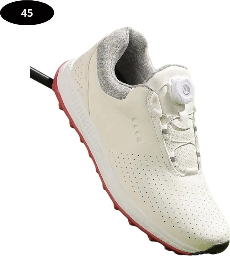 Nivard Golfschoenen Heren Sneakers Golfkleding Golfschoenen Antislip Waterdicht Golfen Wit & Rood