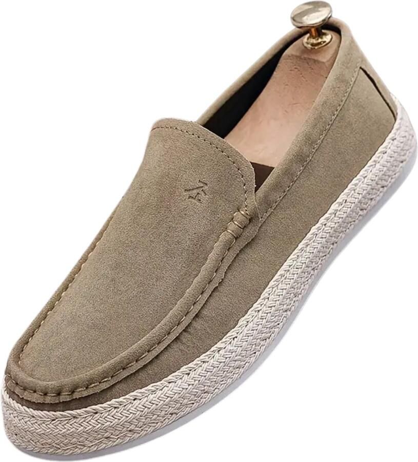 Nivard Loafers Heren Met Hak Herenschoenen Instappers Khaki