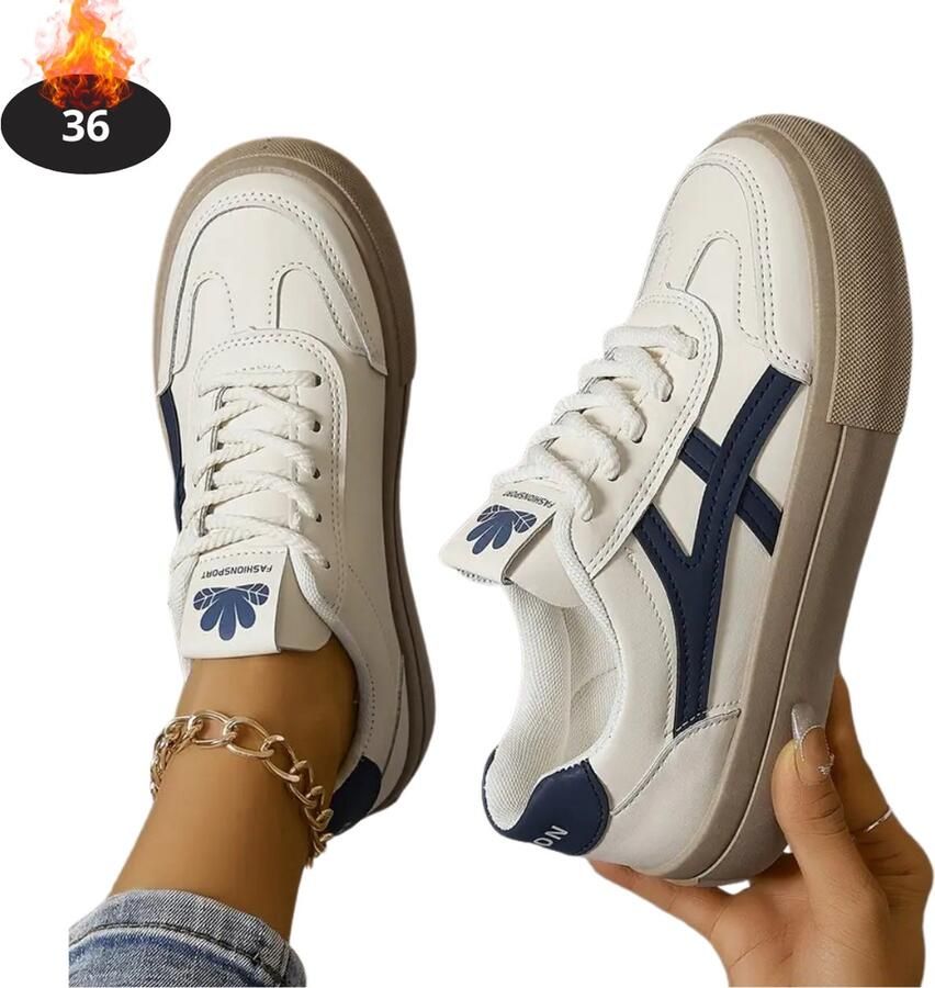 Nivard Schoenen Dames Sneakers Comfortabel Casual Volwassen Wit Blauw