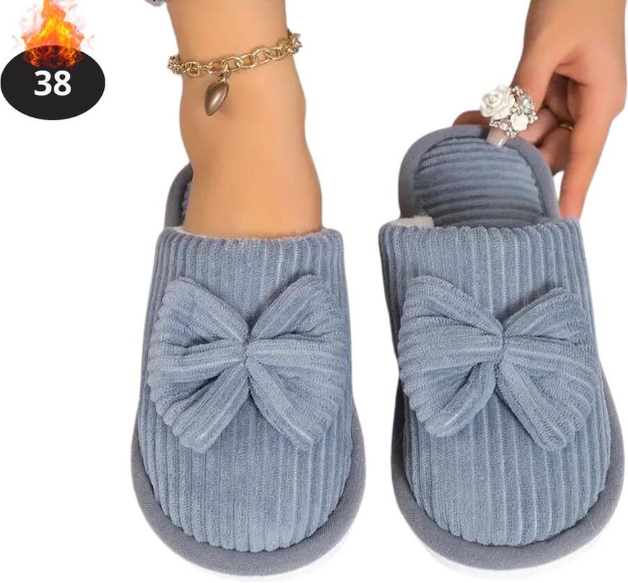 Nivard Warme Pantoffels Sloffen Slippers Pluche Blauw - Foto 1