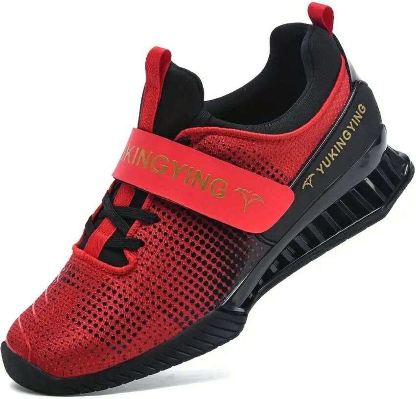 Nivard Powerlift Schoenen Powerlifter Weightlifting Squat Gewichthef Gym Schoenen Sneaker Zwart Rood