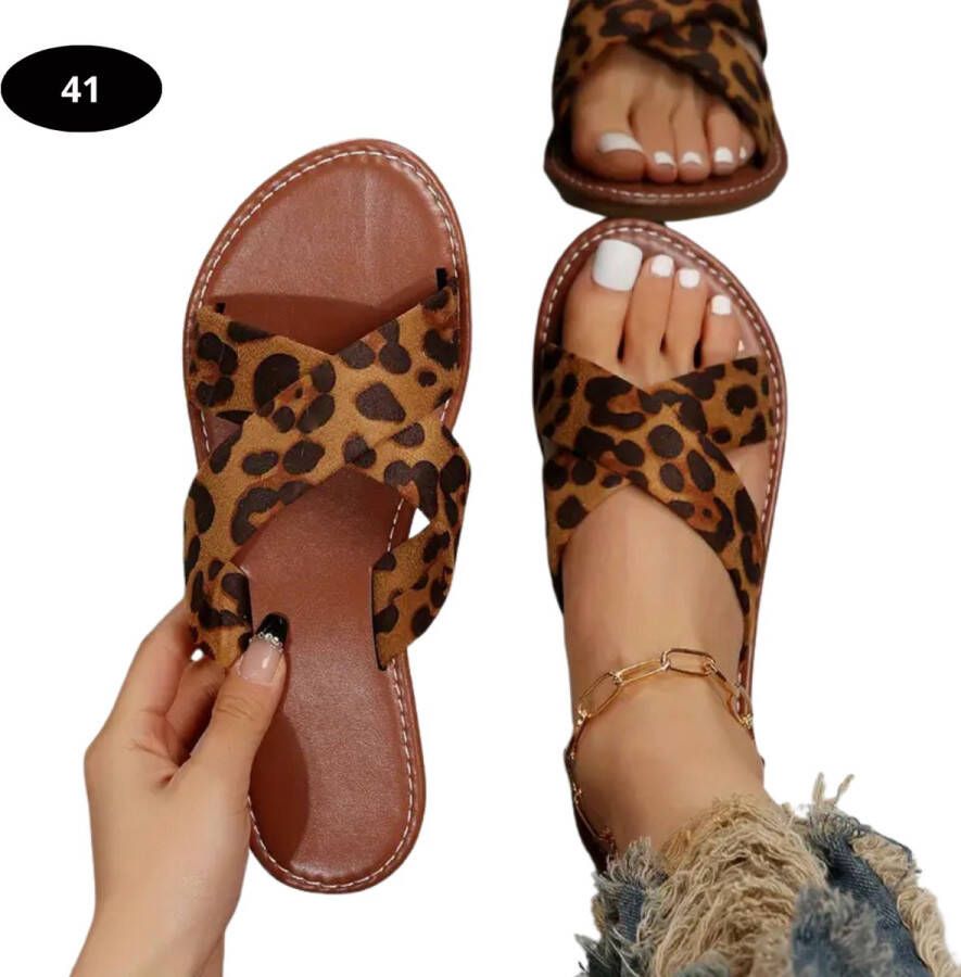 Nivard Slippers Dames Teenslippers Flip Flops Comfortabel Zomer Dierenprint