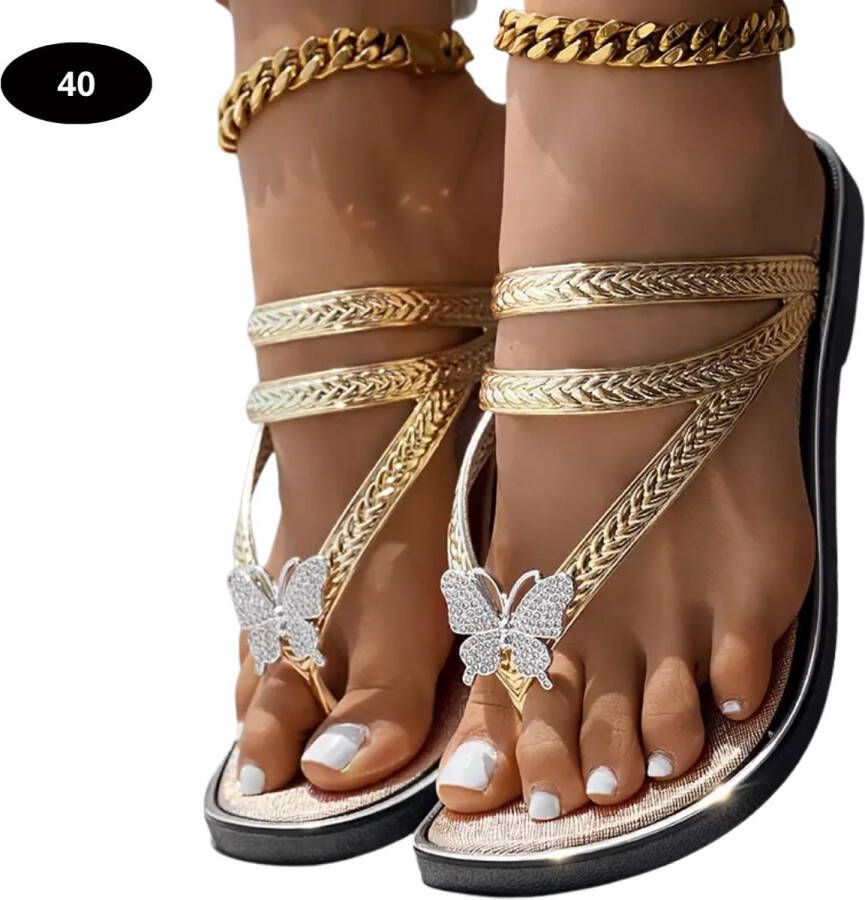 Nivard Slippers Dames Teenslippers Flip Flops Comfortabel Zomer Goud