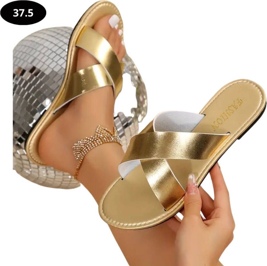 Nivard Slippers Dames Teenslippers Flip Flops Comfortabel Zomer Goud