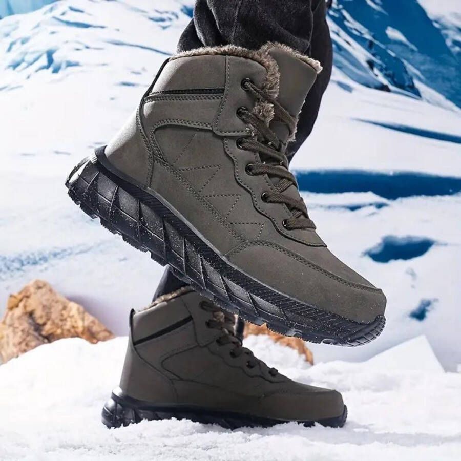 Nivard Snowboots Sneeuwschoenen Sneeuwboots Heren Wintersport Ski Skischoenen Khaki 45.5 Buiten Antislip