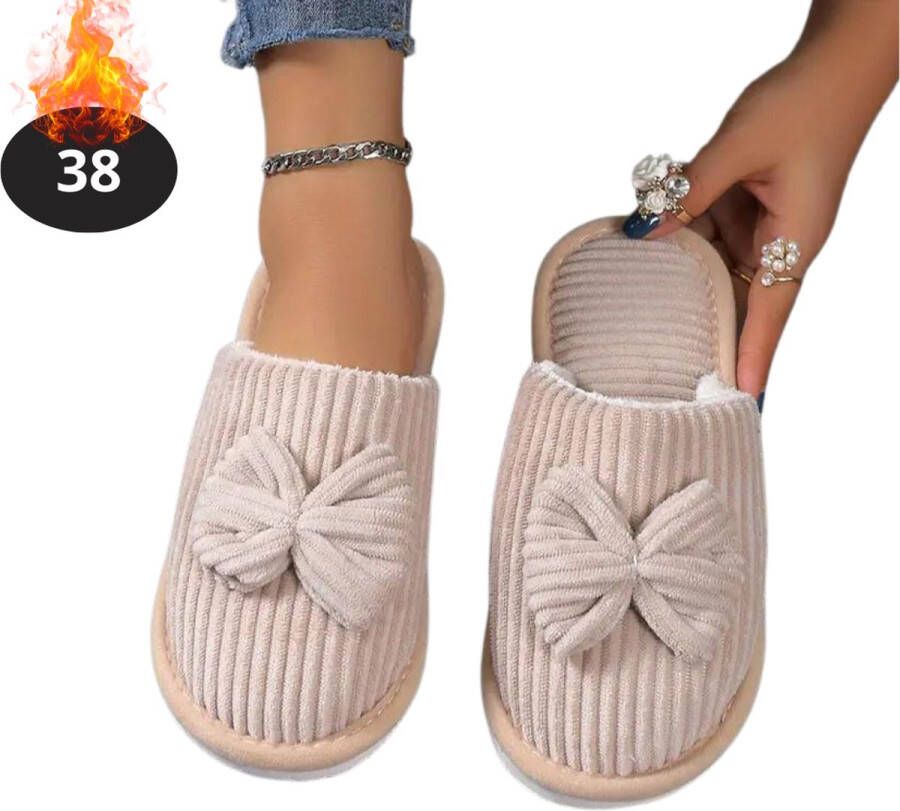Nivard Warme Pantoffels Sloffen Slippers Pluche Grijs