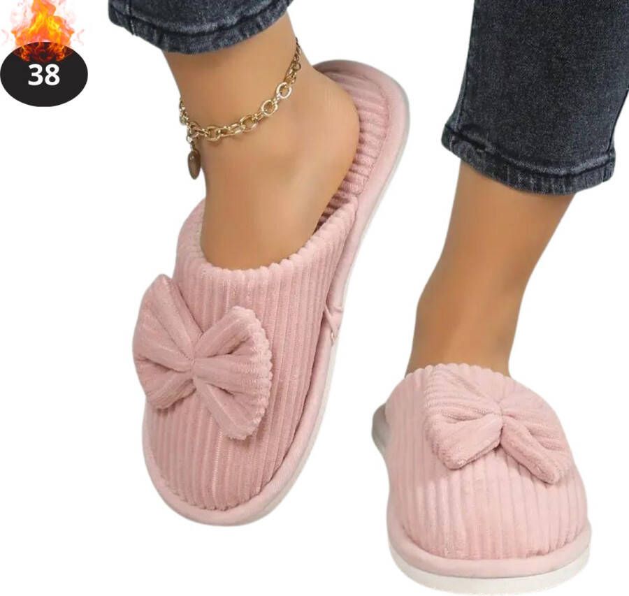Nivard Warme Pantoffels Sloffen Slippers Pluche Roze