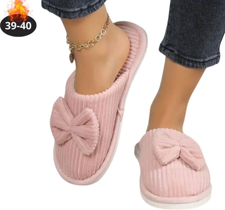 Nivard Warme Pantoffels Sloffen Slippers Pluche Roze