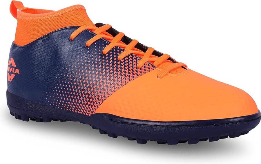 Nivia Ashtang voetbalschoenen voor heren en jongens (zwart oranje EURO- 44) Kunstleer Waterbestendig Comfortabele noppenschoenen Lichtgewicht Superieure stabiliteit Balcontrole en tackelen Ideaal voor harde en grasachtige oppervlakken