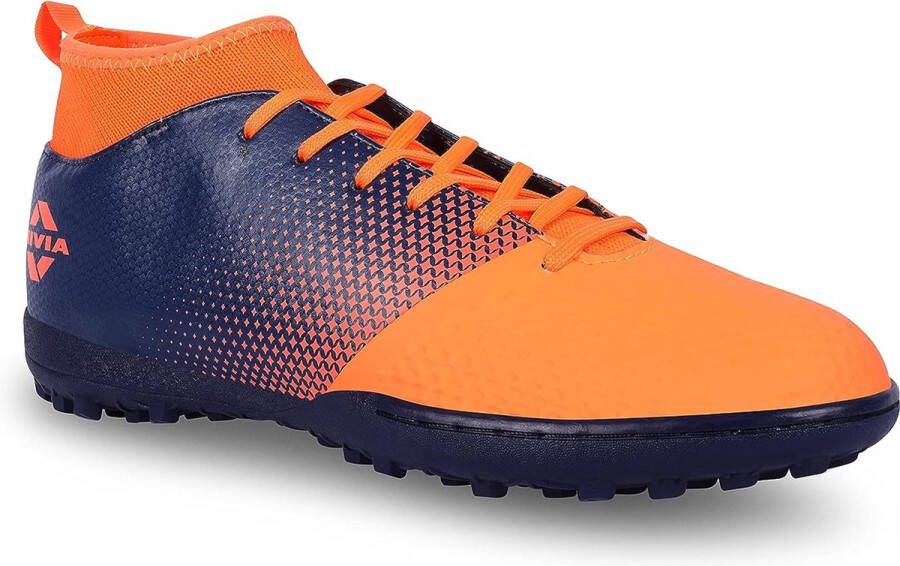 Nivia Ashtang Futsal -schoenen voor turfgrond voor heren Rubberen studs met PU Synthetic Leather Upper Die Cut Lichtgewicht Insool Ideaal voor harde oppervlakken kunstgrasoppervlakken (F. oranje)