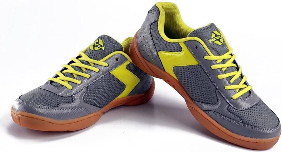 Nivia Badminton Flash Shoes for Men Pack of 1 Dark Grey Yellow EURO- 41 Material-Insole : Mesh Sole : EVA Lining : Polyester Badminton Volleyball Squash Table Tennis more Comfortable Shoes Lightweight Superior Stability