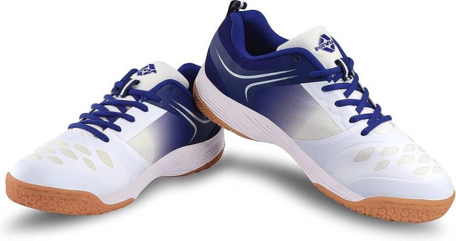 Nivia HY Court 2.0 badmintonschoenen (wit blauw 11 12 45 EU) Voor heren en jongens Niet-markerende ronde zool