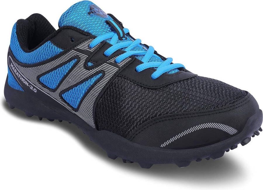 Nivia Marathon Running Shoes (Blue Black 10 11 44 EU) For Running Jogging Training Gym Material: Mesh PVC synthetic leather Comfortable Cushion Light Weight