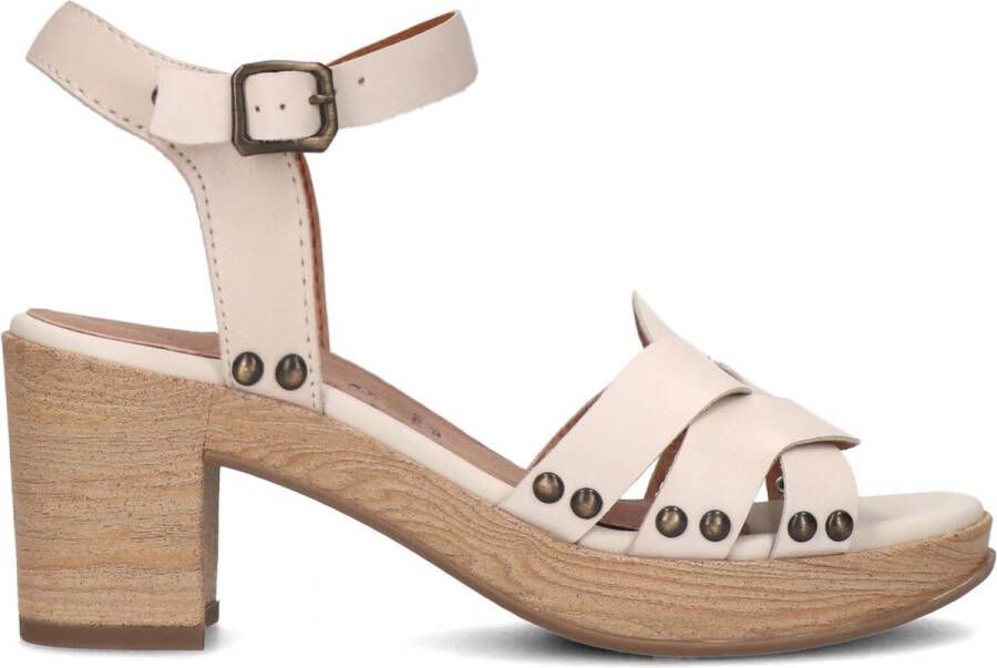 No Stress Dames Beige leren blokhak met gevlochten band - Foto 3