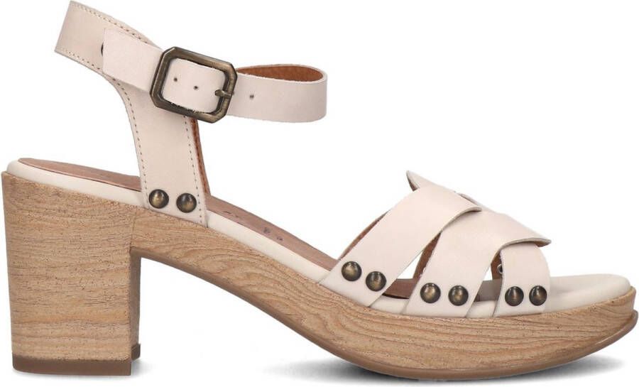 No Stress Dames Beige leren blokhak met gevlochten band - Foto 2