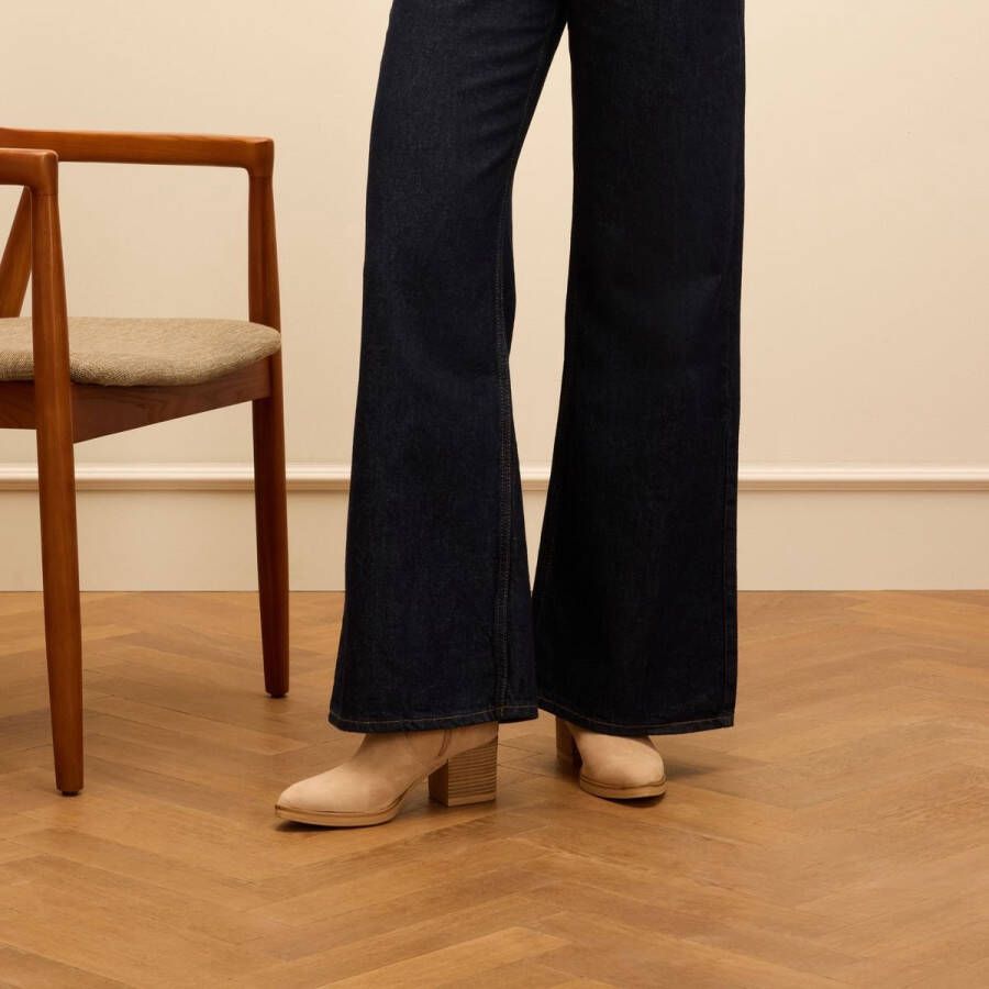 No Stress Dames Beige suède enkellaarsjes met hak - Foto 2
