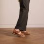No Stress Dames PRE ORDER Beige leren plateau sandalen met gesp - Thumbnail 2