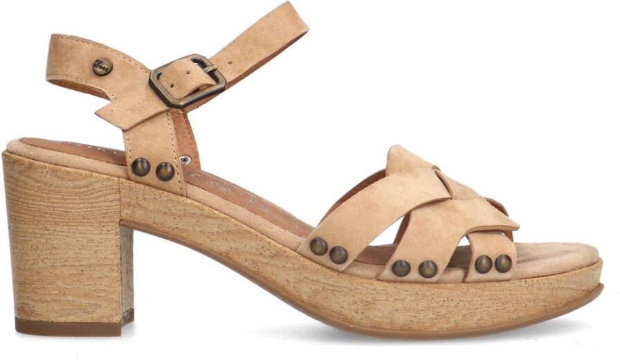 No Stress Dames Beige suède sandalen met hak