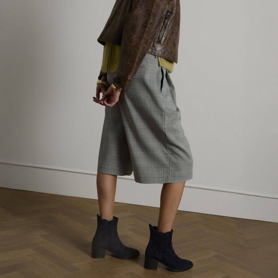 No Stress Dames Blauwe suède enkellaarsjes met hak