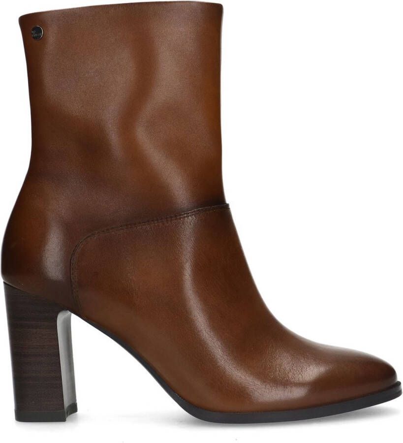 No Stress Dames Bruine leren enkellaarsjes met hak - Foto 2