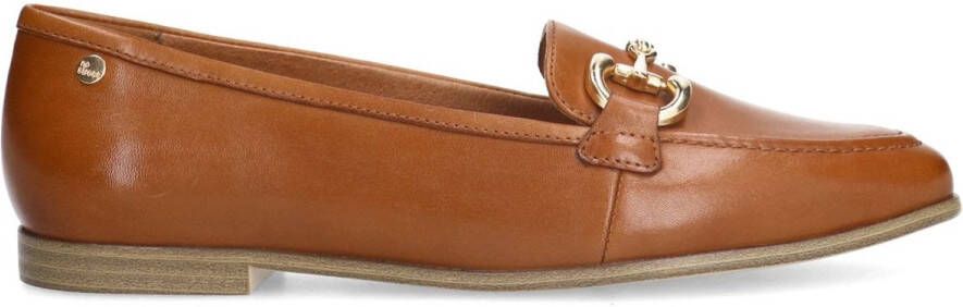 No Stress Dames Bruine leren loafers met gouden chain