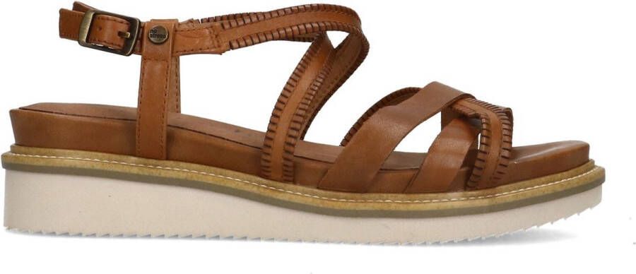 No Stress Dames Cognac leren sandalen met bandjes