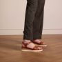 No Stress Dames Cognac leren sandalen met witte zool - Thumbnail 2