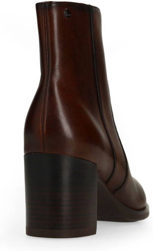 No Stress Dames Donkerbruine leren enkellaarsjes met hak