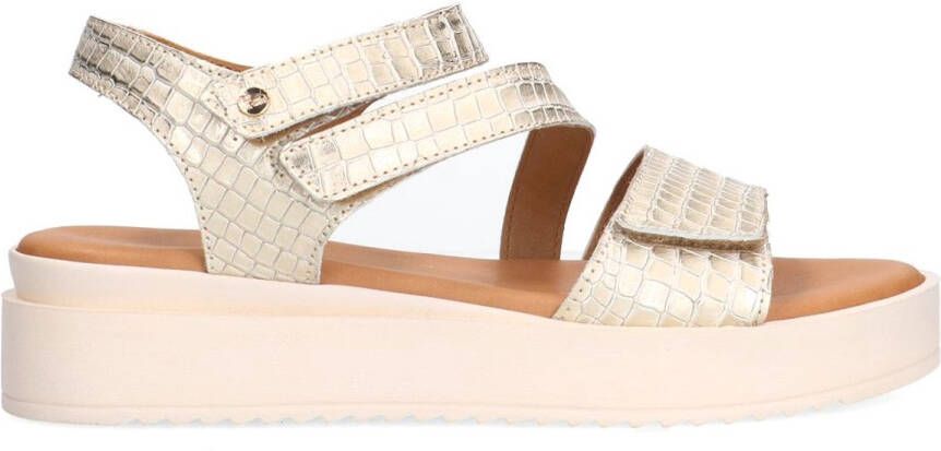 No Stress Dames Gouden leren croco sandalen