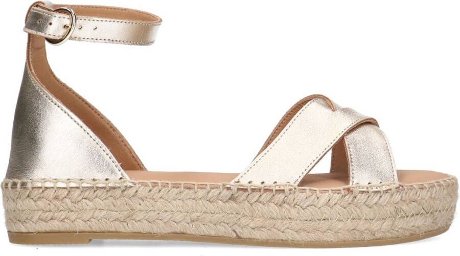 No Stress Dames Gouden metallic sandalen met touwzool