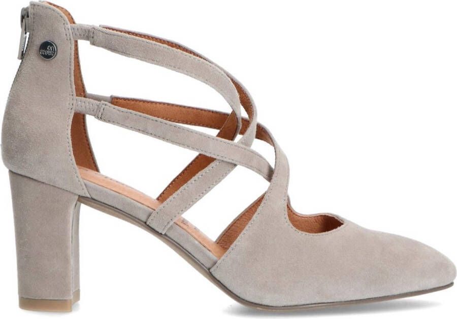 No Stress Dames Grijze suède pumps met ritssluiting - Schoenen.nl