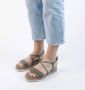 No Stress Dames Groene leren sandalen met gevlochten bandjes - Thumbnail 4