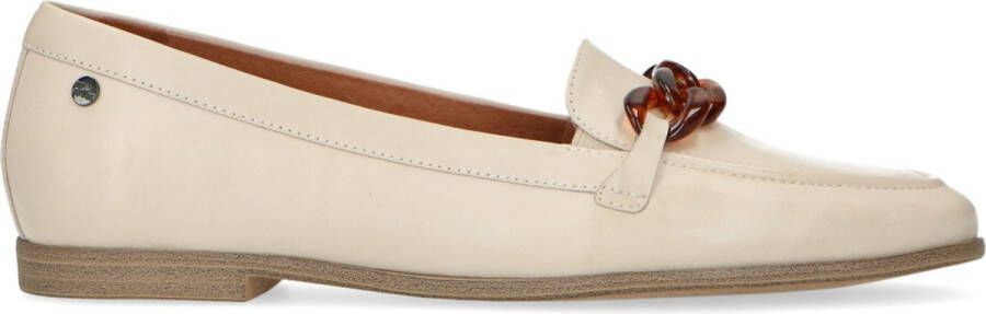 No Stress Dames Off white leren loafers met chain
