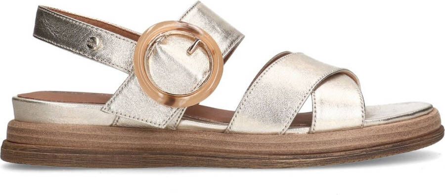 No Stress Dames PRE ORDER Gouden leren plateau sandalen met gesp