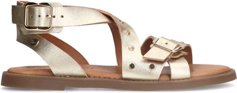 No Stress Dames PRE ORDER Gouden leren sandalen met studs